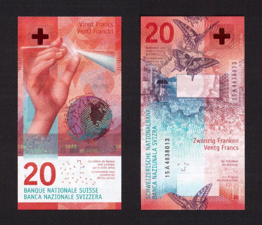 Швейцария 2015г 20 франков подписи: Studer & Zurbrügg (Pick.76c) UNC (15A4838013)
