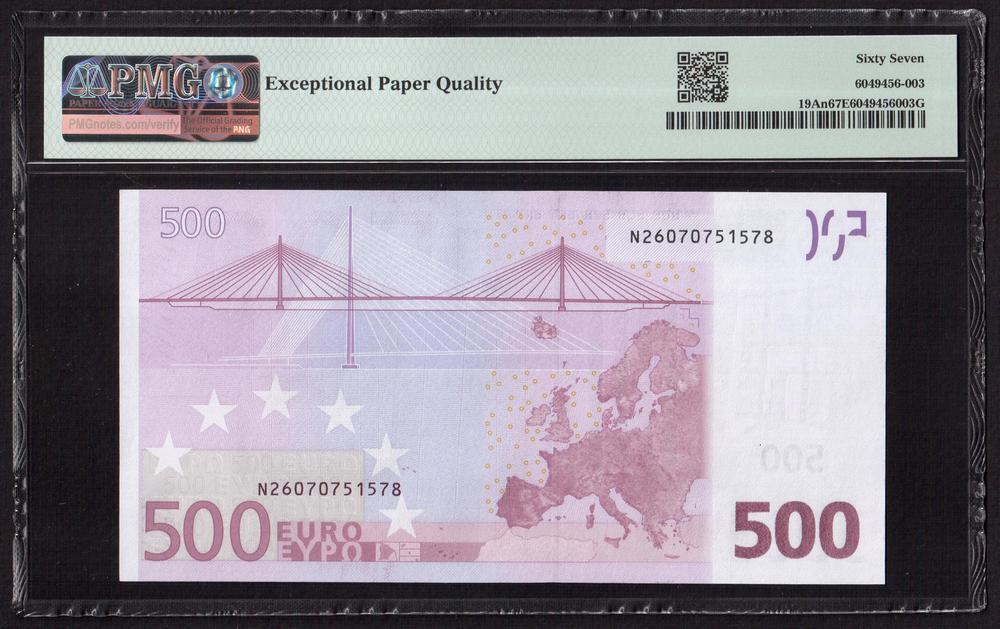 Европа. Австрия 2002г 500 евро (Pick 19An) UNC слаб PMG-67 EPQ (N..1578)