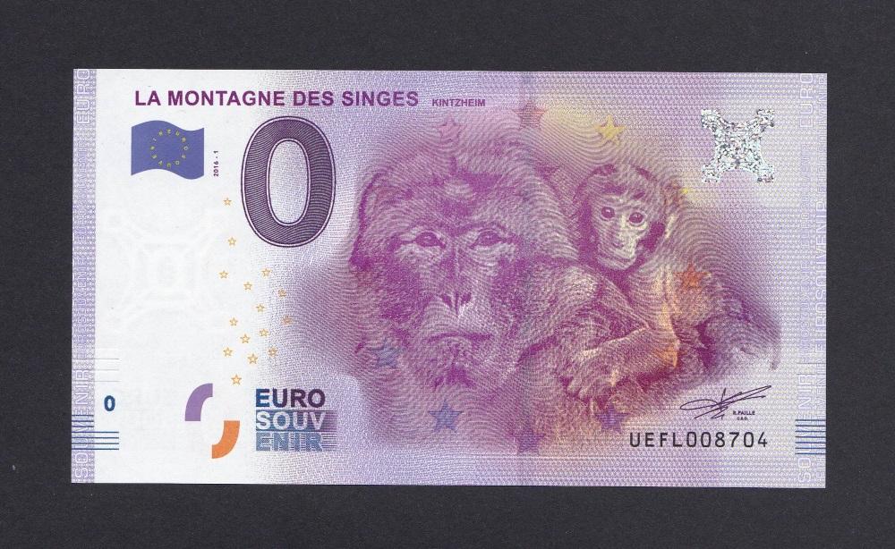 0 евро UNC Зоопарк Гора Обезьян Кинцхайм  Сувенирная банкнота
