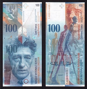 Швейцария 2014г 100 франков подписи: Studer & Danthine (Pick.72j2) UNC (14H0546002)