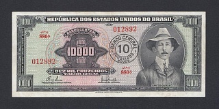 Бразилия 1966-1967г 10 новых крузейро 10000 крузейро (p.189a) 892