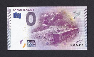 0 евро UNC Поезд в Ледник «Море Льда» 2015г  Сувенирная банкнота