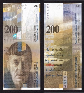 Швейцария 2006г 200 франков подписи: Raggenbass & Roth (Pick.73с1) UNC (06E0717248)